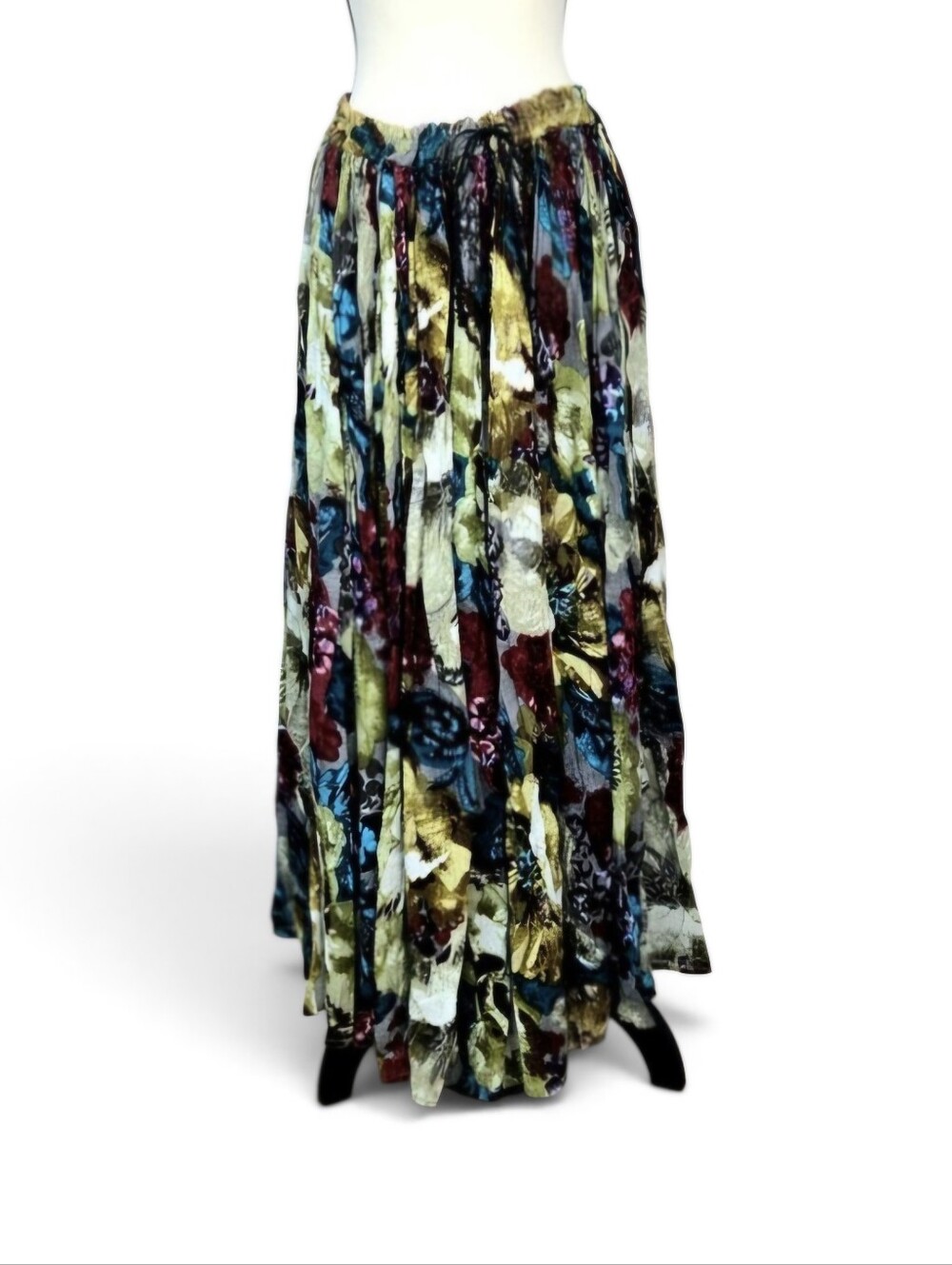 PHOOL Indian Cotton Gauze Tiered Floral Maxi Skirt BOHO Vintage Whimsigoth